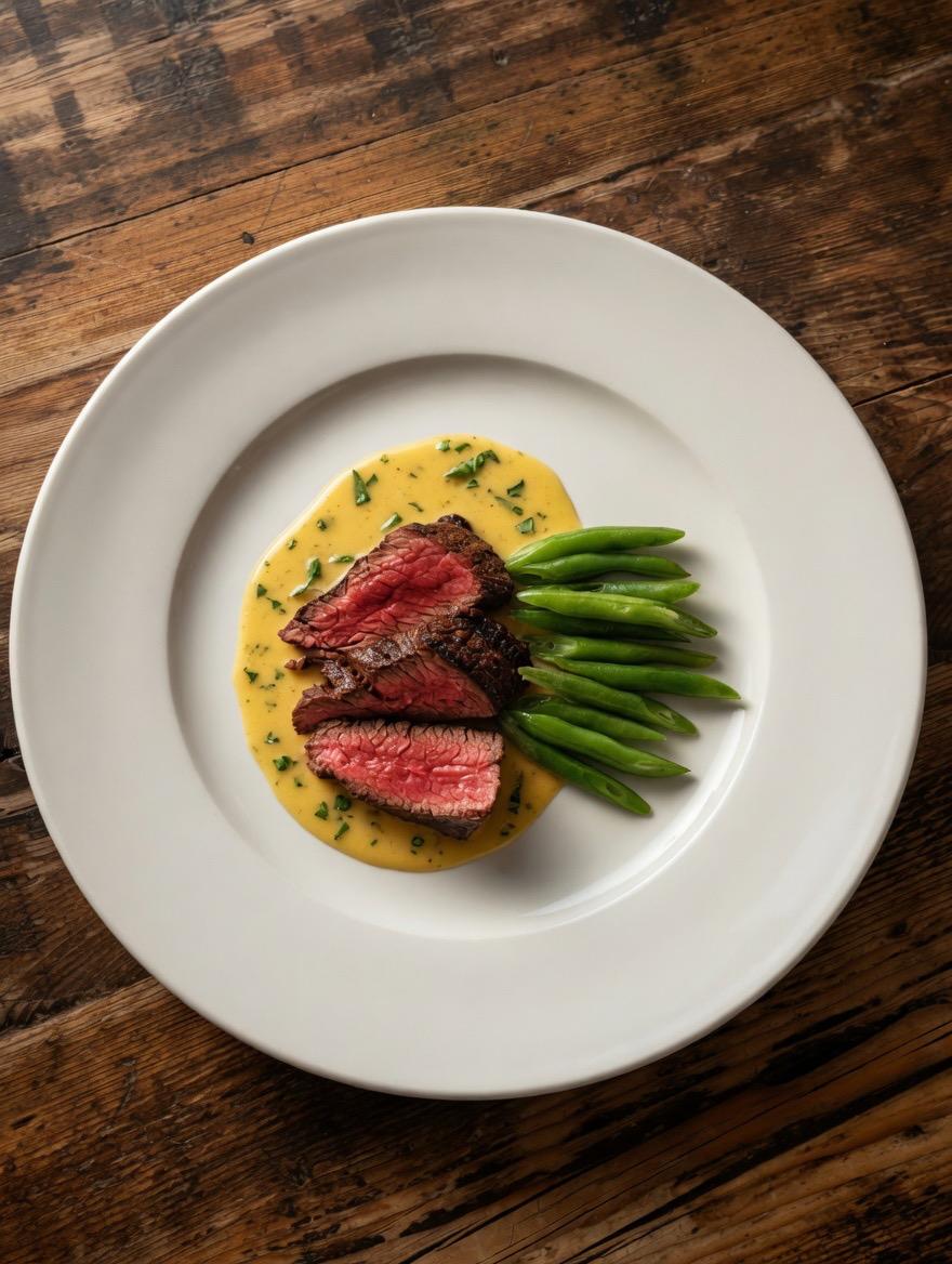 Sliced filet with béarnaise and haricots verts