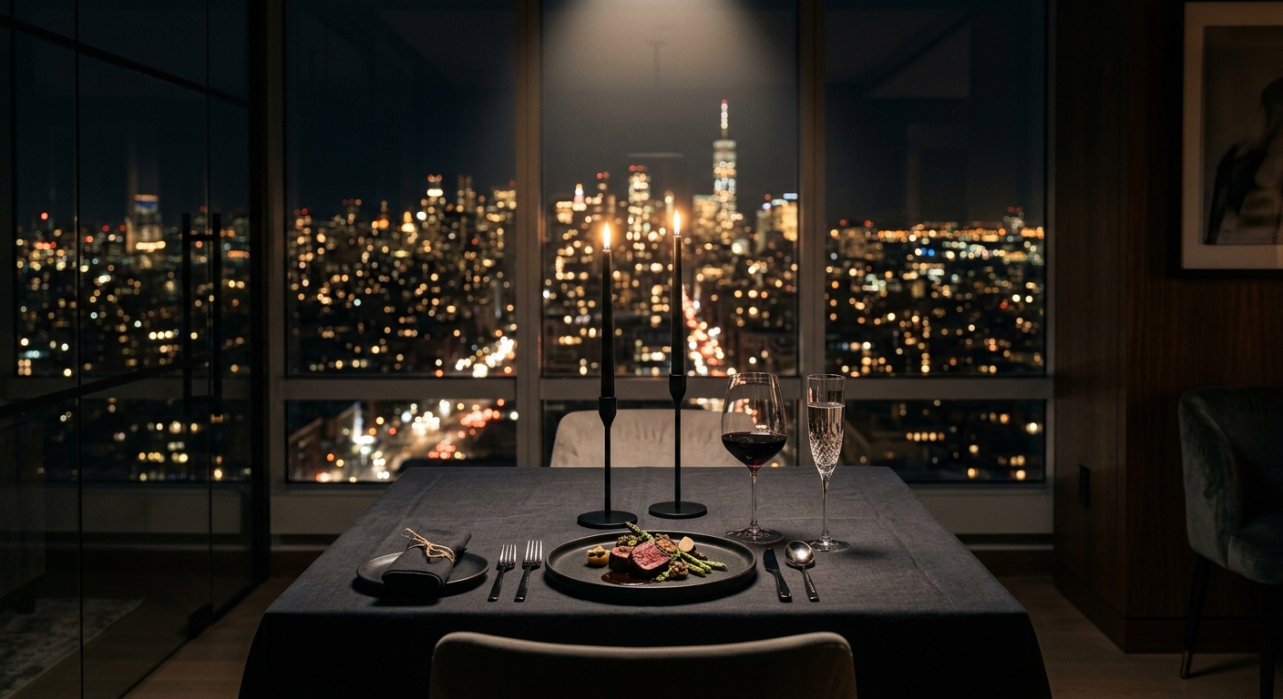 Private dining tablescape in a Manhattan penthouse
